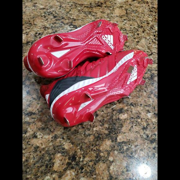 Adidas Mens Icon Bounce Mid Cleats Baseball Shoes Red Lace Up CG5242 6.5 New - Picture 6 of 6
